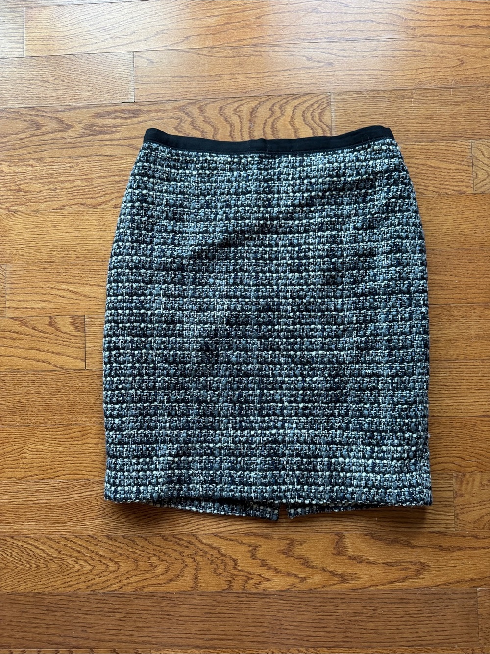 J. Crew Black & Gray Tweed Pencil Skirt